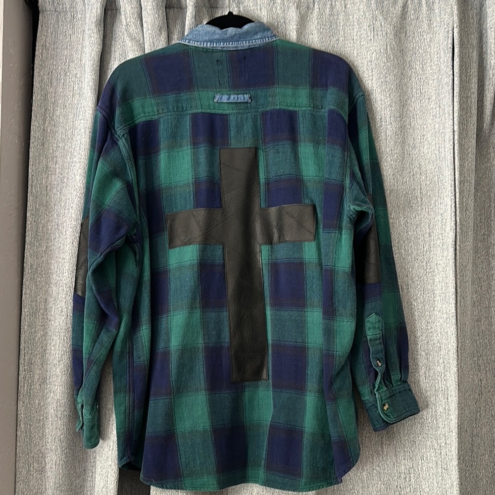 Furst of a Kind Vintage Reworked Flannel with Patches